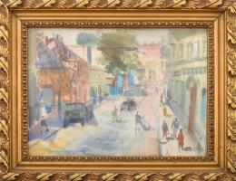 Uhrig Zsigmond (1919-1993): Forgatag, 1959. Akvarell, papír, jelzett, hátoldalán Képcsarnok Vállalat...