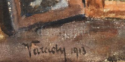 Várady Gyula (1866-1929): Enteriőr festményekkel és hangszerrel, 1913. Akvarell, papír. Jelzett. 27,...