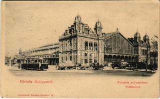 ~1899 (Vorläufer) Budapest VI. Nyugati pályaudvar, villamos. Grassmaun kiadása (Rb)