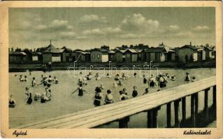 1943 Agárd, Kabinrészlet, fürdőzők. Csajka-bazár kiadása (ázott / wet damage)