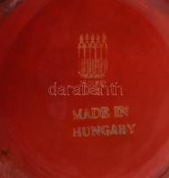 Zsolnay díszváza. Savmaratott és repesztett felületén ökörvér színű eozin mázzal festett, cca 1960, ...