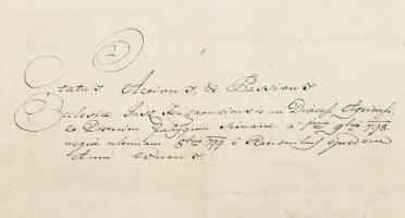 1799 Jászfényszaru, a plébánia latin nyelvű kimutatása, Rimanóczy Ferenc (1749-1821) nagyprépost alá...