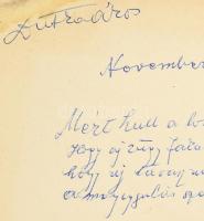 cca 1950-1960 Dutka Ákos (1881-1972) költő, író saját kézzel írt, "Novemberi tűnődés" c. v...