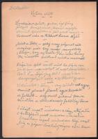 cca 1950-1960 Dutka Ákos (1881-1972) költő, író saját kézzel írt, "Vihar előtt" c. versének kézirata, aláírással, 1 beírt oldal.