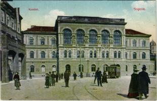 1912 Sopron, Kaszinó vendéglő, bor és sör, villamos, rendőr. Novák László kiadása