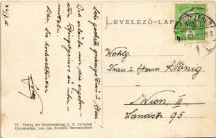 1915 Nagyszeben, Hermannstadt, Sibiu; Schewisgasse / utca, villamos. G.A. Seraphin, Jos. Drotleff / ...