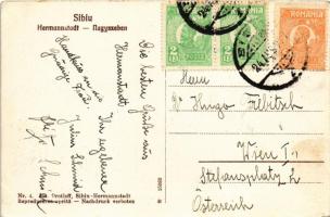 1927 Nagyszeben, Hermannstadt, Sibiu; Piata Regele Ferdinand / Ferdinánd király tér, villamos. Jos. ...