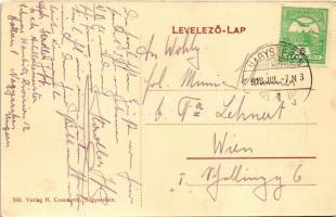 1913 Nagyszeben, Hermannstadt, Sibiu; Schewisgasse / Schewis utca, villamos. H. Commerth kiadása / s...