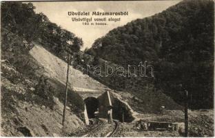 1915 Visóvölgy, Valea Viseului (Máramaros); vasúti alagút 160 m hosszú. Berger Miksa utóda kiadása / railway tunnel / Tunelul de la Valea Viseului (EK)