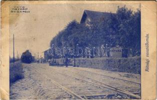 1933 Rétság, vasútállomás, gőzmozdony. Foto Mészöly kiadása (b)