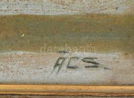 Ács Ferenc (1876-1949): Csendélet. Olaj, karton. Jelezve jobbra lent. 36x50 cm. Fakeretben. Hátoldal...