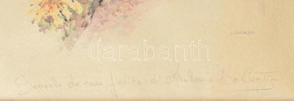 Dekoratív fakeret, J. Koehler jelzésű nyomattal, belső méret: 40,5x31 cm