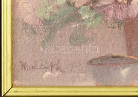 Olvashatatlan jelzéssel: Virágok. Olaj, vászon. Dekoratív fakeretben. 20x25 cm