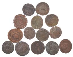 Római Birodalom 14db-os bronz érmetétel a ~III-IV. századból, közte Valens, II. Julianus stb. T:XF-V...