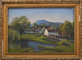 Braun Károly (?-?): Szentendre, 1918. Olaj, falemez, jelzett. Dekoratív, kissé sérült fakeretben, 20...