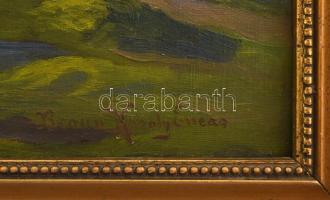 Braun Károly (?-?): Szentendre, 1918. Olaj, falemez, jelzett. Dekoratív, kissé sérült fakeretben, 20...