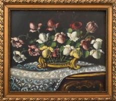 Jelzés nélkül, XX. sz. első fele: Csendélet. Olaj, karton. Dekoratív fakeretben, 26×30,5 cm