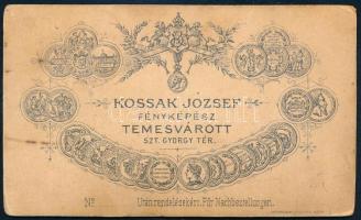 cca 1890-1900 Hölgy kisgyerekkel, keményhátú fotó Kossak József temesvári műterméből, vizitkártya, k...
