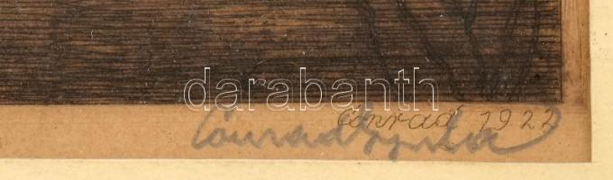 Conrad Gyula (1877-1959): Vajdahunyad vára, rézkarc, papír, jelzett, számozott (50/150), üvegezett f...