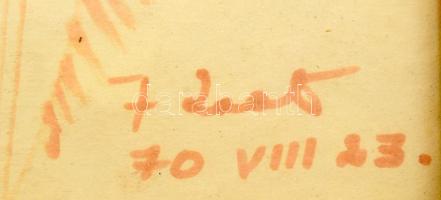 Fekete Zsolt (1935-2016): Női portré, 1970. Filctoll, papír, jelzett. Üvegezett fakeretben. 42x30cm