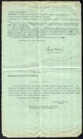 1931-1946 Papp Károly csendőr főtörzsőrmester 2 db irata: 1931 Tápiósáp község elöljárósága által fe...