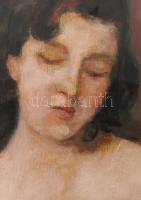 Aczél Henrik Emil (1876-1946): Női akt vörös lepellel. Olaj, karton, jelezve jobbra lent. Üvegezett ...