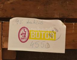 XIX. sz. festő: Gyermek tyúkokkal. Olaj, vászon. Jelzés nélkül. Dublírozott, restaurált. Hátoldalán ...