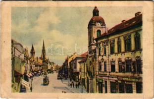 1924 Újvidék, Novi Sad; Ulica Kralja Aleksandra / utca, villamos, piac / street view, tram, market (Rb)