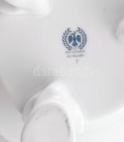 Hollóházi Hajnalka mintás porcelán lábas váza 16 cm + hamutál 13 cm. Kézzel festett, jelzett, hibátl...