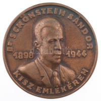 ~1974. KISZ emlékérem - Dr. Schönstein Sándor 1898-1944 / Kiváló Politikai és Szakmai Munkáért - OTE - alapítási év 1974 bronz emlékérem (76mm) T:AU patina