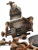 Antik óraműves szerszám gyűjtemény: esztergák, satuk, kiegészítők, koruknak megfelelő állapotban, ri...