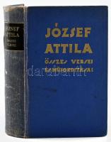 József Attila összes versei és műfordításai. Sajtó alá rendezte: Bálint György. Pérely Imre rajzaival. Bp., 1940, Cserépfalvi, 544 p. Kiadói aranyozott egészvászon-kötés, kissé sérült, kopott gerinccel, az elülső szennylap kijár.