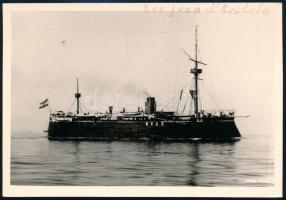 cca 1900 S.M.S. Don Juan d&#039;Austria, (~1875-~1919) fotó modern nagyítás a k.u.k Marine Bildarchivból / S.M.S. Don Juan d&#039;Austria,Full starboard side view lying at anchor. Modern reproduction of photograph No. 74 from the k.u.k. Kriegsmarine Photo Archive 13x9 cm