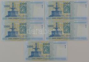 2015. 1000Ft (5x) sorszámkövetők és közeli sorszámok "DE 5532676 - DE 5532681" T:UNC,AU