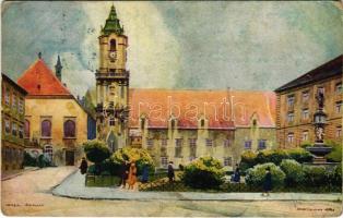 Pozsony, Pressburg, Bratislava; Rathaus / Városháza. Minerva kiadása/ town hall, artis signed (Rb)