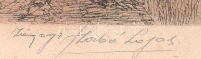 Zágoni Szabó Lajos (?-?), XX: sz. első fele: Szürkemarha csorda. Színezett rézkarc, papír, jelzett. ...