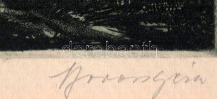 Boross Géza (1908-1971): Régi malom. Rézkarc, papír, jelzett, apró felületi sérüléssel, paszpartuban...