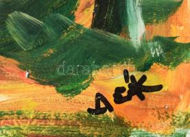 Deák János (1927-): nagybányai bányászházak. Olaj, karton. Jelzett, 46x39 cm