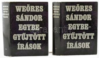 Weöres Sándor: Egybegyűjtött írások. I-II. köt. (DEDIKÁLT!) Bp., 1970, Magvető, 1 t. + 723+(1) p.; 831+(1) p. Kiadói egészvászon-kötés, kiadói papír védőborítóban. Az I. kötet címlapján a szerző, Weöres Sándor (1913-1989) Kossuth- és Baumgarten-díjas költő, író, műfordító dedikációjával.