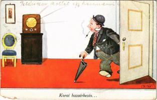 1938 Korai hazaérkezés. Részeg humor / Drunk man s: J.W.S. (EM)