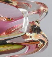 Novy Bor cseh anyagában színezett asztaldísz, cca 1960, terv.: Josef Rozinek. Jelzés nélkül, minimál...