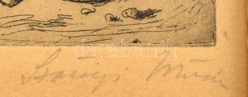 Szőnyi István (1894-1960): Újság olvasó. Rézkarc, papír, jelzett. Dekoratív, üvegezett fakeretben, 1...