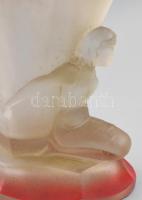 cca 1930 Walther & Söhne antik art deco női alakos üvegváza, festett és savmaratott, jelzés nélk...