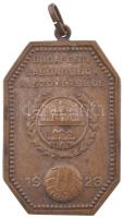 1939. BUDAPESTI LABDARÚGÓK ALSZÖVETSÉGE bronz díjérem füllel, hátoldalán IV. oszt. ifj. bajn. lszer. csop I. 1938-39 gravírozással (45x31mm) T:XF patina