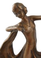 Táncoló lány. Szecessziós bronz szobor. Jelzett 16 cm