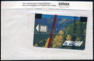 Andorra - sárga hegyoldal 100 egységes használatlan telefonkártya bontatlan csomagolásban