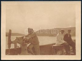 cca 1916 S.M.S. Satellit (1883-1920) torpedó romboló hadihajó fedélzete. Feliratozott fotó 9x12 cm / S.M.S. Satellit torpedo gunboat marines on the deck 12x9 cm