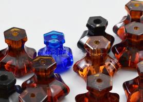 cca 1880-1890 21 darab antik patikai szekrényfiók üveg fogógomb, csiszoltak, különböző színben, zömm...