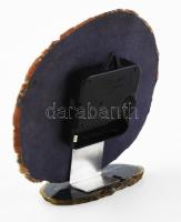 Achát lapokból álló óra, szép állapotban, d: 13 cm, m: 12,5 cm