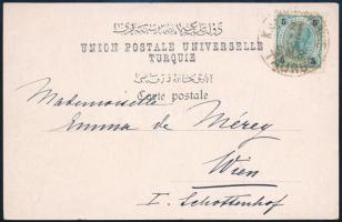 1901 Konstantinápoly képeslap osztrák 5h bérmentesítéssel Bécsbe S.M.S. TAURUS